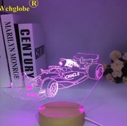 Lampa 3D Illusion F1 – Drewniana Lampka Nocna w Kształcie Bolidu Sportowego