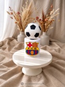 Figurka z masy cukrowej piłka nożna znaczek barcelona topper na tort