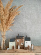 Zestaw drewnianych domków dekoracja DREWNIANY DOMEK + dodatki