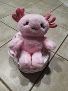 MASKOTKA PLUSZAK PRZYTULANKA ZABAWKA AKSOLOTL ZAPINANY W JAJKU