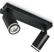 Reflektor sufitowy LED 2-punktowy GU10 obrotowy czarny 30cm