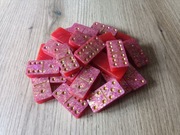 Domino z żywicy czerwone holograficzne handmade