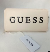 Portfel Damski GUESS Kremowy z Czarnym Logo GUESS Nowy z Metką 11x21 