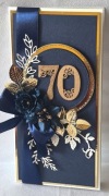 Kartka urodzinowa 70 elegancka ręcznie robiona DL box