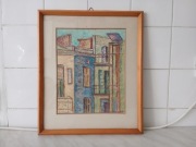 Stary obraz pejzaż polski Müldner-Wygrzywalska dom ZPAP lata 50 60 PRL