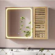 Szafka łazienkowa z lustrem LED, biała 80 x 16 x 60 cm