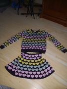 Komplet,bluzka i spódniczka,serca,, r.122/128