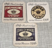 Zestaw 3 podstawek ŻYWIEC – Jubileusz 140 lat Browaru (1856-1996)