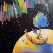 Obraz olejny 40x40 Lis nr 8 Opowieść o lisie i gwiazdach