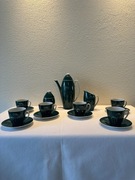 Serwis kawowy TOM Wałbrzych J. Steckiewicz zielona porcelana PRL