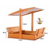 Piaskownica SunWood 120 z daszkiem – NOWA, kompletna, nie składana