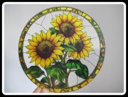 Nowy witraż dekoracja okienna łapacz słońca polne SŁONECZNIKI