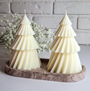 ŚWIECA SOJOWA DEKORACYJNA CHOINKA  KRĘCONA RYFLOWANA 1SZT