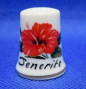 Naparstek Kolekcjonerski Porcelanowy Teneryfa Kwiat Hibiskus 