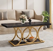 Nowoczesny Stolik Kawowy Tribesigns – Marmur & Złoto | Styl Glamour