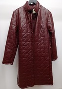 Vintage płaszcz z grubej, miękkiej skóry ekolog. w kolorze bordowym, rozm S