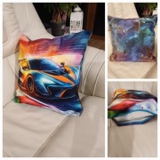 Nowa poduszka dekoracyjna z weluru tapicerskiego 40x40 Auto