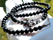 NASZYJNIK WILK STAL 316 L KAMIEŃ HEMATYT ONYKS PUDEŁKO MĘSKI DAMSKI 