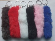 Brelok pompon futerko długi ogon zestaw 6 sztuk 
