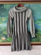 tunika sweterkowa sukienka z golfem rozkloszowana długi sweter kardigan 