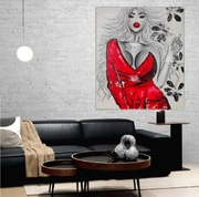 Obraz akrylowy kobieta czerwona sukienka 