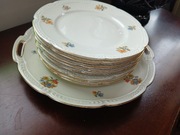 Koenigszelt 1930_1945 komplet deserowy 8+1 ecru piękny na Święta 