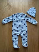 Cool Club by Smyk pajac 6-9m + czapka szary w granatowe gwiazdki zestaw