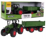 ZESTAW TRAKTOR Z PRZYCZEPĄ DUŻY POJAZD SKALA 1:24 ZIELONY COIL