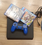 PS4 Slim 500GB + 1 Pad + Okablowanie + 2 Gry