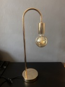 Złota lampka stołowa / nocna, industrialny design, z żarówką