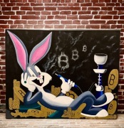 Obraz ręcznie malowany – Bugs Bunny Bitcoin Krypto Art  Pop Art 