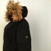 Kurtka zimowa dłuższa 44 XL ciepły płaszczyk zimowy kaptur futerko puchowa