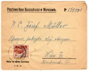 List bankowy na kopercie firmowej PKO Warszawa - Wiedeń, 1920 r, gwarancja