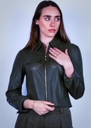 Riani Perforated Leather Short Zip Jacket Kurtka Skórzana Damska