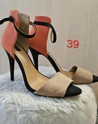 Szpilki beżowo pomarańczowo czarne