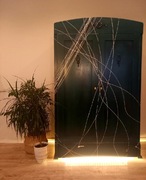 Odnowiona szafa z obitym wnętrzem podświetlona led