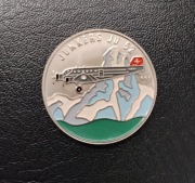 Rzadka moneta kolekcjonerska 100 Franków Kongo 1995 Junkers Ju52 posrebrzan