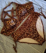 Bikini w panterkę, rozmiar XL , kolor czekolada.
