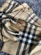 Damska chusta w kratę Burberry. Męski szalik. Karmelowy. Na prezent.