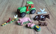 Figurki zwierzęta PRL gospodarstwo wieś auto traktor retro 
