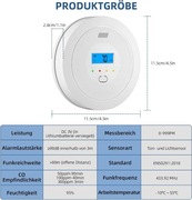 Czujnik tlenku węgla (czadu) z wyświetlaczem LCD, baterie w komplecie.