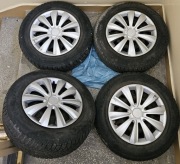 4 koła 195/65 R15 oryginalne felgi GM 5x110 opony zimowe Hankook i Fulda