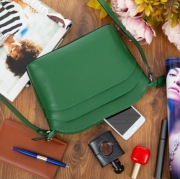 VERA PELLE skórzana torebka listonoszka ZIELONA skóra naturalna zieleń nowa