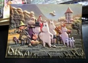 Zestaw 3 pocztówek Muminki Moominvalley przestrzennych lata 90