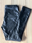 CZARNE LEGINSY GETRY WOSKOWANE MATOWE PUSH UP L/XL