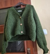 Zielony kardigan sweter Zara z guzikami