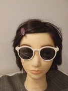 Okulary przeciwsłoneczne damskie ecru okrągłe retro vintage nowe