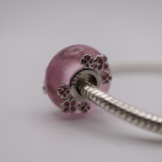 Charms 925 Srebro s925 Różowe Szkło Serduszka Bead do Bransoletki