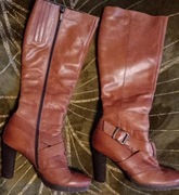 Kozaki ocieplane skorzane 37  24,5 wkladka, obwód uda 33