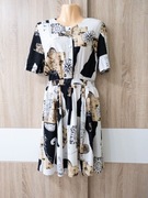 sukienka, rozm. M/L, vintage, retro, unikat, wzorzysta, taliowana